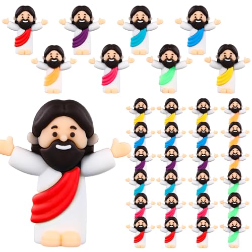 Leitee Kleine Jesus-Figuren, originelles Design, Mini-Jesus-Spielzeug zum Verstecken und Suchen, religiöse Partygeschenke, Sonntagsschultaufgeschenke (nahtloser Robe-Stil), 25 Stück von Leitee