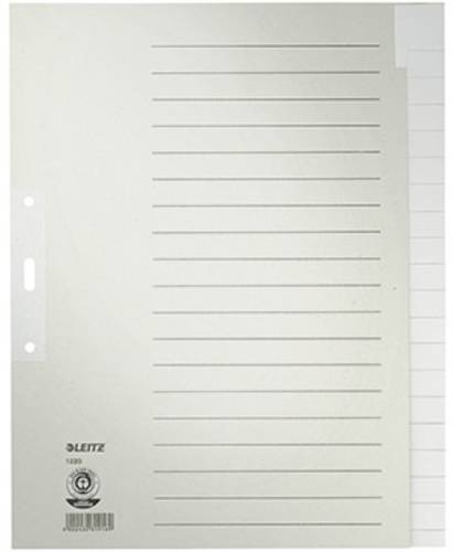Leitz 1220 Register DIN A4, Überbreite blanko Tauenpapier Grau 20 Registerblätter 12200085 von Leitz