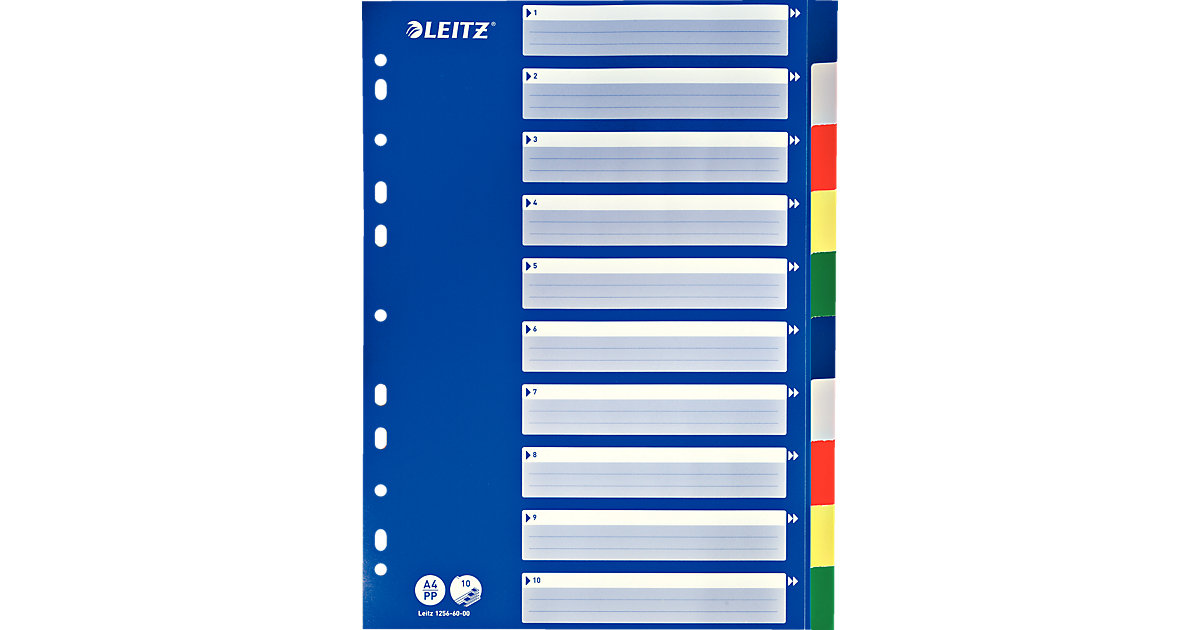 Register 1256 Blanko Kunststoff A4 mehrfarbig 10 Blatt Register 1256 Blanko Kunststoff A4 mehrfarbig 10 Blatt von Leitz
