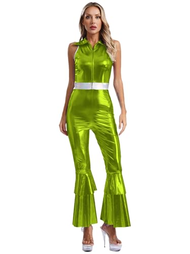 Lejafay 70er Jahre Disco Style Kostüm Für Damen Glitzernder Metallischer Overall Mit Glockenhosen Doppellagig Mit Klappe Und Reißverschluss Karnevalskostüm S3xl Grün 3XL Lejafay 70er Jahre Disco Style Kostüm Für Damen Glitzernder Metallischer Overall Mit Glockenhosen Doppellagig Mit Klappe Und Reißverschluss Karnevalskostüm S3xl Grün 3XL von Lejafay