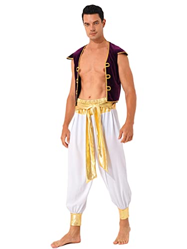Lejafay Arabischer Prinz Kostüm Für Herren Luxus Arabischer Anzug Für Kostümpartys Karneval Halloween Cosplay Mxl Weiß L von Lejafay