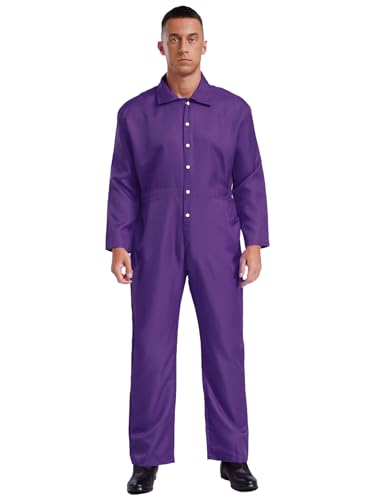 Lejafay Arbeitsoverall Für Herren Mechaniker Overall Mit Reißverschluss Und Taschen Fluganzug Halloween Cosplay Overall Größe S3xl Lila XXL Lejafay Arbeitsoverall Für Herren Mechaniker Overall Mit Reißverschluss Und Taschen Fluganzug Halloween Cosplay Overall Größe S3xl Lila XXL von Lejafay