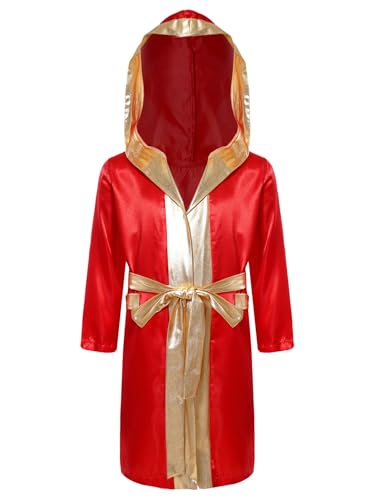Lejafay Bata Boxeo Kinderkostüm Mit Kapuze Und Gürtel Party Fashion Boxkampf Kostüm Cosplay Party Wettbewerb 5 16 Jahre Burgund 158-164 von Lejafay
