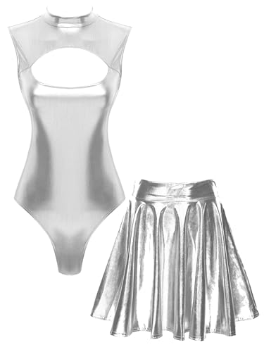 Lejafay Glitzerndes Partykleid Mit Weltraumglitzer Alienkostüm Für Damen Ärmelloses Top Mit Rock Metallischer Skaterrock Discokleid Clubwear Größe Sxl Silber XL Lejafay Glitzerndes Partykleid Mit Weltraumglitzer Alienkostüm Für Damen Ärmelloses Top Mit Rock Metallischer Skaterrock Discokleid Clubwear Größe Sxl Silber XL von Lejafay