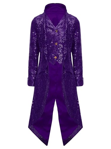 Lejafay Kinder Party Jacke Mit Pailletten Mittelalterliche Steampunk Jacke Mit Falscher Weste Smoking Karnevalskostüm Für 516 Jahre Lila 158-164 Lejafay Kinder Party Jacke Mit Pailletten Mittelalterliche Steampunk Jacke Mit Falscher Weste Smoking Karnevalskostüm Für 516 Jahre Lila 158-164 von Lejafay