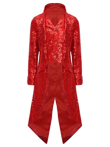 Lejafay Kinder Party Jacke Mit Pailletten Mittelalterliche Steampunk Jacke Mit Falscher Weste Smoking Karnevalskostüm Für 516 Jahre Rot 158-164 Lejafay Kinder Party Jacke Mit Pailletten Mittelalterliche Steampunk Jacke Mit Falscher Weste Smoking Karnevalskostüm Für 516 Jahre Rot 158-164 von Lejafay