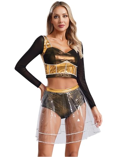 Lejafay Musical Six Das Musical Katherine Howard Cosplay Kostüm Für Damen Langarm Top Und Rock Für Theatertanz Gold XXL von Lejafay