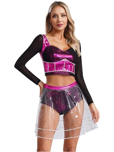 Lejafay Musical Six Das Musical Katherine Howard Cosplay Kostüm Für Damen Langarm Top Und Rock Für Theatertanz Knalliges Pink XXL von Lejafay