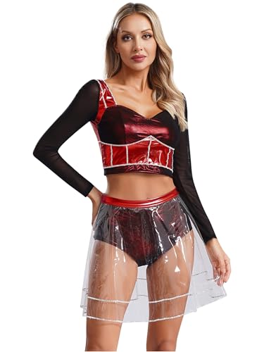 Lejafay Musical Six Das Musical Katherine Howard Cosplay Kostüm Für Damen Langarm Top Und Rock Für Theatertanz Rot XXL von Lejafay