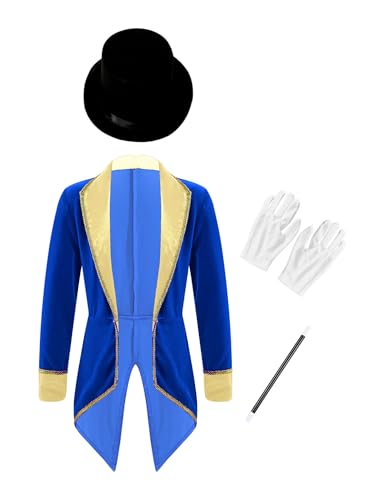 Lejafay Zirkusmeister Kostüm Für Kinder Mit Hut Handschuhen Und Zauberstab Zirkusdirektor Jacke Ringmaster Kostüm Karneval 316 Jahre Königsblau 176 Lejafay Zirkusmeister Kostüm Für Kinder Mit Hut Handschuhen Und Zauberstab Zirkusdirektor Jacke Ringmaster Kostüm Karneval 316 Jahre Königsblau 176 von Lejafay