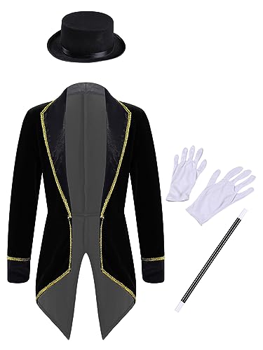 Lejafay Zirkusmeister Kostüm Für Kinder Mit Hut Handschuhen Und Zauberstab Zirkusdirektor Jacke Ringmaster Kostüm Karneval 316 Jahre Schwarz 140 Lejafay Zirkusmeister Kostüm Für Kinder Mit Hut Handschuhen Und Zauberstab Zirkusdirektor Jacke Ringmaster Kostüm Karneval 316 Jahre Schwarz 140 von Lejafay