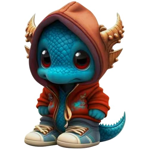 LejeMaek Dragon Ornament Kapuze gekleidet Simulation Cartoon 5inch Harz Dragon Statue Süßes unfeindliches Home Office Tabletop Regal Dekor für Halloween -Weihnachtskaffee -Orament, Statu von LejeMaek
