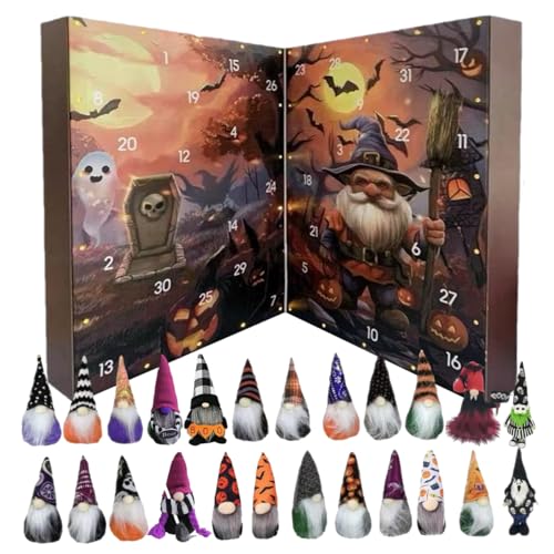 LejeMaek Halloween Adventskalender 2025, 24 Tage Gnomes Countdown -Kalender mit klassischer Puppe, Halloween Dekorationen für Home Holiday Advent 2025 von LejeMaek