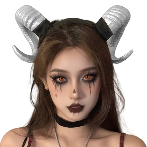 LejeMaek Hörner Stirnband Silber Gothic Ziegenhörner Stirnband Dämon Halloween Kostüme für Halloween Cosplay Party Karneval LejeMaek Hörner Stirnband Silber Gothic Ziegenhörner Stirnband Dämon Halloween Kostüme für Halloween Cosplay Party Karneval von LejeMaek