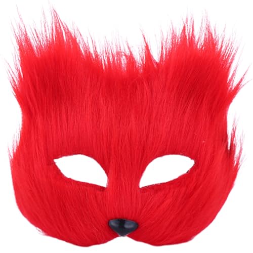 LejeMaek Therian Maske, halbgesichts Fuchsmaske, atmungsaktives Tier für erwachsene Kinder, weiches glattes Cosplay pelziges Kostüm für Maskerade Party Ostern Red von LejeMaek