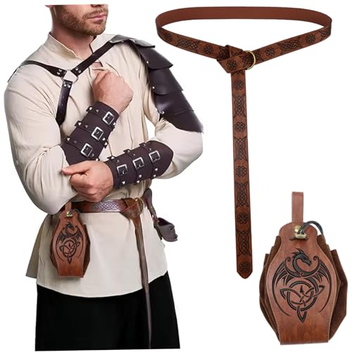 Mittelalterlicher Gürtel 2PCS/Set einstellbarer Leder -Renaissance -Gürtel mit Beutel Vintage mittelalterlich Accessoires für Halloween -Cosplay Mittelalterlicher Gürtel 2PCS/Set einstellbarer Leder -Renaissance -Gürtel mit Beutel Vintage mittelalterlich Accessoires für Halloween -Cosplay von LejeMaek