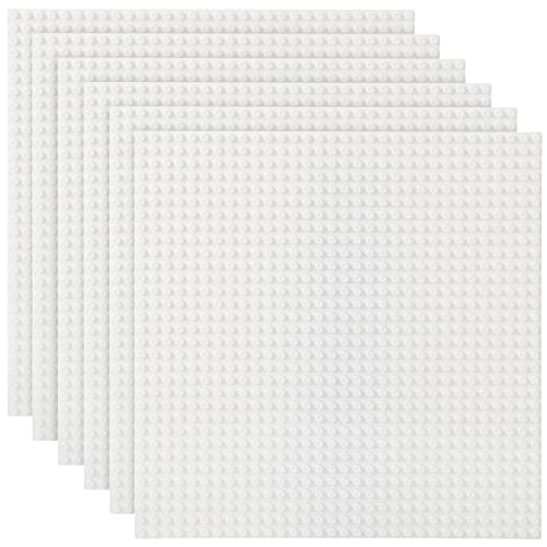 Lekebaby 6 Platten-Set Bauplatte Kompatibel mit Meisten Marken, 25 * 25cm, Weiß Grundplatte von Lekebaby