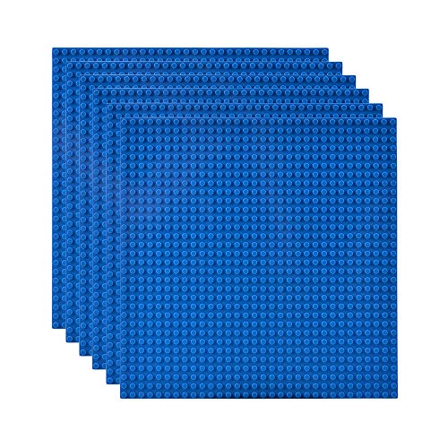 Lekebaby 6 Platten-Set Bauplatte Kompatibel mit Meisten Marken, 25 * 25cm, Blaue Grundplatte von Lekebaby