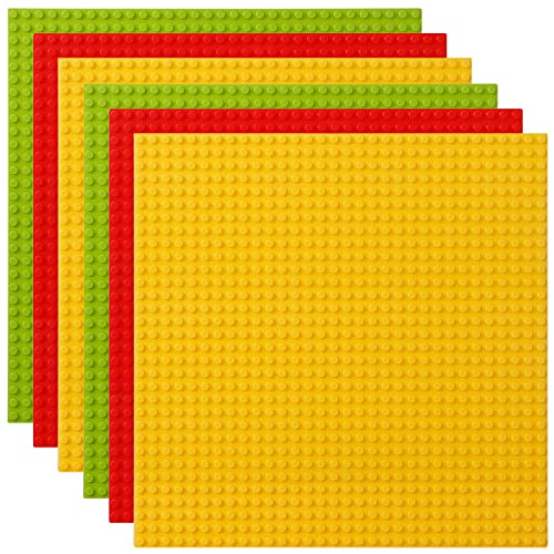 Lekebaby 6 Platten-Set Bauplatte Kompatibel mit Meisten Marken, 25 * 25cm, Gelb Hell Grün Rot Grundplatte von Lekebaby