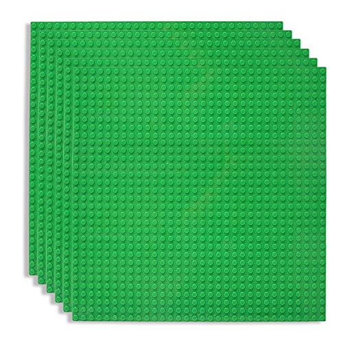 Lekebaby 6 Platten-Set Bauplatte Kompatibel mit Meisten Marken, 25 * 25cm, Grüne Grundplatte von Lekebaby