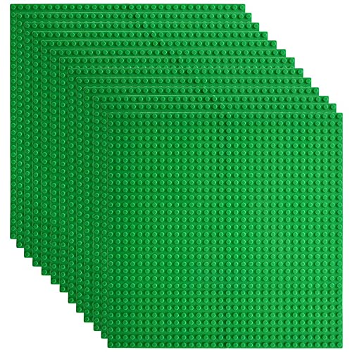 Lekebaby Classic Baseplates Baugrundplatte für Bausteine 100% kompatibel mit großen Marken Grundplatte 25,4 x 25,4 cm, 12 Stück, Grün von Lekebaby