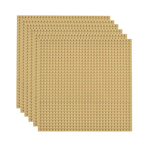 Lekebaby Klassische Grundplatten, 25,4 x 25,4 cm, große Bauplatten, 100 % kompatibel mit allen großen Marken, Sand, 6 Stück von Lekebaby
