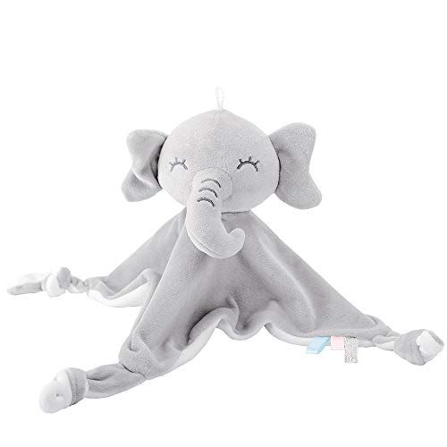 Lekebaby Schmusetuch Elefant,Schnuffeltuch 0+ Monaten Kuscheltuch für Babys & Kleinkinder-Baby Kuscheltier(grau) von Lekebaby