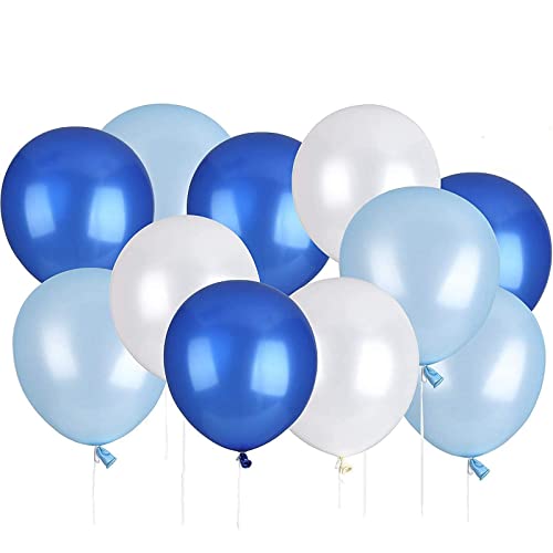 Lelengder 50 x Luftballons blau, Luftballons, Ballon für frohe Feiertage und Feiertage, Babyparty, Hochzeit, alles Gute zum Geburtstag, 12 Zoll, perlmuttartig, dick 3,2 g, 3 Farben von Willingood