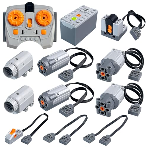12 in 1 Bricks Motor Set, kompatibel mit Lego Technic Teilen, Power Function Kit enthält 2 M Motoren, 2 L Motoren, 2 Sprüher, variable Geschwindigkeit Fernbedienung und Empfänger, AAA Batteriebox 12 in 1 Bricks Motor Set, kompatibel mit Lego Technic Teilen, Power Function Kit enthält 2 M Motoren, 2 L Motoren, 2 Sprüher, variable Geschwindigkeit Fernbedienung und Empfänger, AAA Batteriebox von Leleopodo