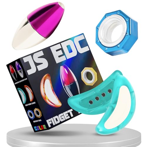 Lelice Fidget Toys 3er Set | Fördert Fokus & Entspannung | Anti-Stress Spielzeug für Erwachsene & Jugendliche (ideal bei ADHS) – ABS & Magnetisch, inkl. Spinner, Slider, Ring von Lelice