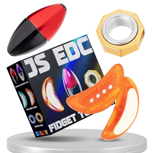 Lelice Fidget Toys 3er Set | Fördert Fokus & Entspannung | Anti-Stress Spielzeug für Erwachsene & Jugendliche (ideal bei ADHS) – ABS & Magnetisch, inkl. Spinner, Slider, Ring von Lelice