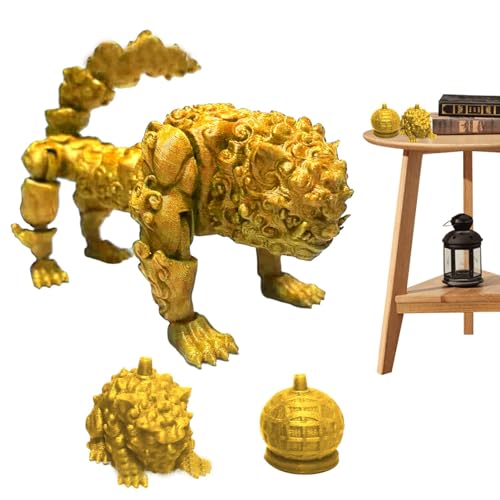 Lembeauty 3D-gedruckte Löwe-Figur, 3D-Gedruckter Löwe-Fidget,Löwe-Fidget-Spielzeug mit flexiblen Gelenken - 3D-gedruckte bewegliche Schreibtischbegleiter-Figur, Heimdekor-Ornament für Osterkörbchen von Lembeauty