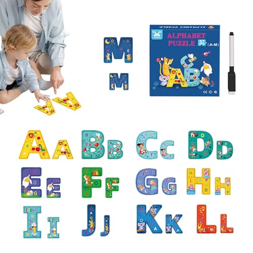 Lembeauty Alphabet-Lernspielzeug, Alphabet-Puzzle für Kleinkinder | 57 Stück Papier-Puzzles mit englischen Buchstaben - Interaktives Montessori-Spielzeug, Lernaktivitäten im Vorschulalter, von Lembeauty
