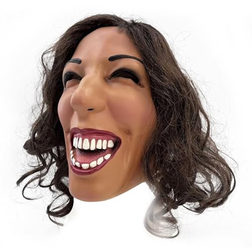 Lembeauty Kamala Harris Maske | Harris Vollkopf Latexabdeckung Mit Haar | Simulierte Halloween Gruselkopfabdeckung | Fancy Dress Rollenspiel Requisiten Für Parade Wahl Kostüm Party von Lembeauty