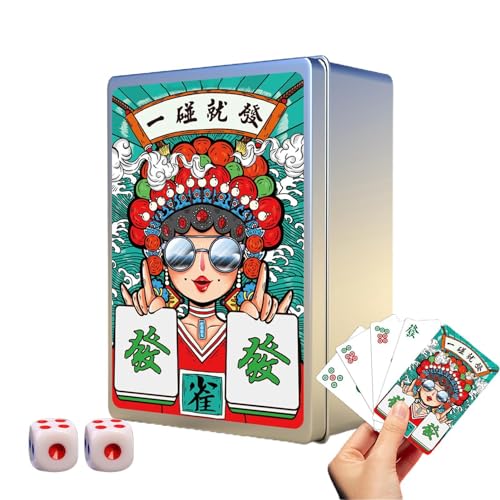 Lembeauty Reise-Mahjong-Sets, tragbares Mahjong-Set,146 Stück/Set amerikanische Majhong-Spiele | Thicken Large Print Handheld Poker, wasserdichtes chinesisches Mah Jongg, amerikanische Majhong-Spiele von Lembeauty