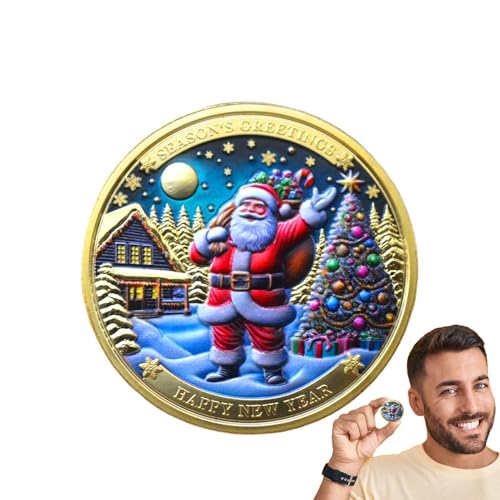 Lembeauty Weihnachts-Münze, Weihnachts-Souvenirmünze | Weihnachtsmann-Souvenirmünze | Weihnachts-Gedenkmünze, Weihnachtsmann, Sammler-Souvenir für Weihnachtsstrümpfe von Lembeauty