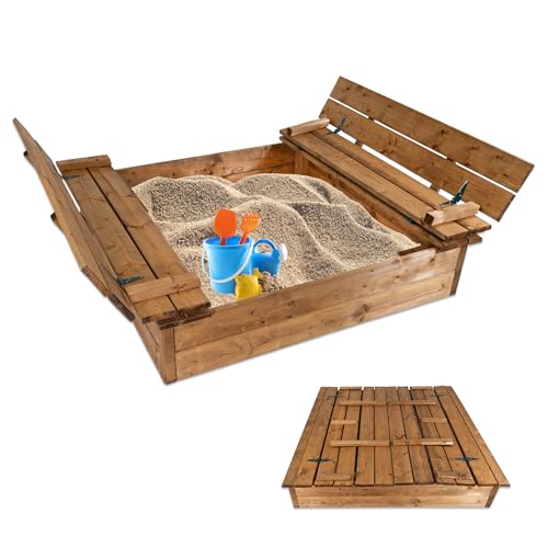 Lemodo Sandkasten Holz 115x115 cm mit Abdeckung & Sitzbänken – wetterfester Kindersandkasten mit klappbarem Deckel, imprägniertem Holz – stabile Sandkiste Outdoor für Kinder Garten Spielplatz Lemodo Sandkasten Holz 115x115 cm mit Abdeckung & Sitzbänken – wetterfester Kindersandkasten mit klappbarem Deckel, imprägniertem Holz – stabile Sandkiste Outdoor für Kinder Garten Spielplatz von Lemodo