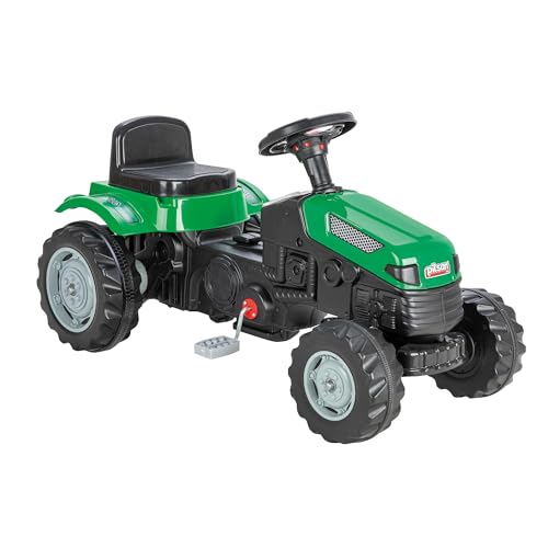 Lemodo Trettraktor ab 3 Jahre | Kinder Traktor in grün | Traktor zum draufsitzen | Kindertraktor mit Kettenantrieb | Trampeltrecker mit Hupe | Trettrecker für drinnen und draußen von Lemodo