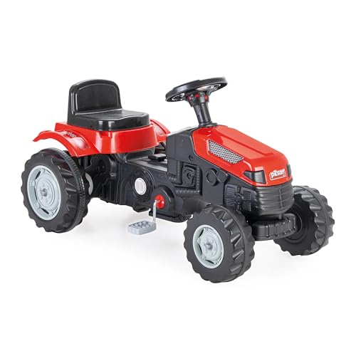 Lemodo Trettraktor ab 3 Jahre | Kinder Traktor in rot| Traktor zum draufsitzen | Kindertraktor mit Kettenantrieb | Trampeltrecker mit Hupe | Trettrecker für drinnen und draußen von Lemodo
