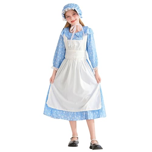 Lemoiitea Mädchenkleider-Set, modisch, Blumendruck, Puppenkragen, langärmeliges Kleid + Hut + Schürze, Anzüge für europäisches Herrenmädchenkleid, Kinderkostüm, Cosplay-Kostüm, 4–12 Jahre Lemoiitea Mädchenkleider-Set, modisch, Blumendruck, Puppenkragen, langärmeliges Kleid + Hut + Schürze, Anzüge für europäisches Herrenmädchenkleid, Kinderkostüm, Cosplay-Kostüm, 4–12 Jahre von Lemoiitea