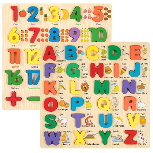Alphabet Puzzle Holzpuzzle Spielzeug für Kinder, 2PCS ABC Buchstaben Zahlen Gestalten Klobige Holz Puzzle Blöcke, Brettspiel Lernspielzeug Geschenk für Kleinkinder und Vorschulkinder für 3 4 5 Jahre Alphabet Puzzle Holzpuzzle Spielzeug für Kinder, 2PCS ABC Buchstaben Zahlen Gestalten Klobige Holz Puzzle Blöcke, Brettspiel Lernspielzeug Geschenk für Kleinkinder und Vorschulkinder für 3 4 5 Jahre von Lempefe