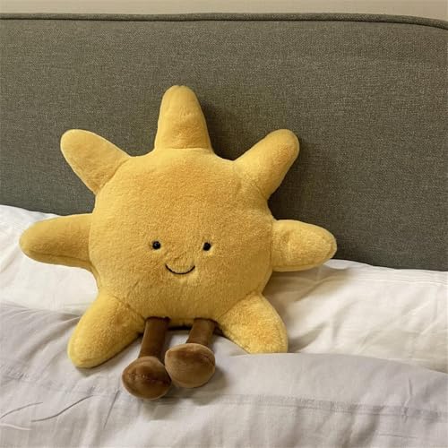 Lächeln Sonne Plüsch Deko, Mond für Kinder zum Kuscheln Sofakissen 3D Plüschtier Geburstagsgeschenke Zier(Sonne 35cm) von Lempefe
