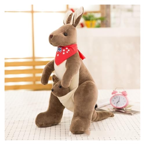 Lempefe Kuscheliges Känguru Mit Babyplüsch, Weiches Stofftier for Kinder, Ideal for Kleinkinder, Kinderspielbereiche, Kinderzimmerdeko(Darkbrown,32cm/12.5in) von Lempefe