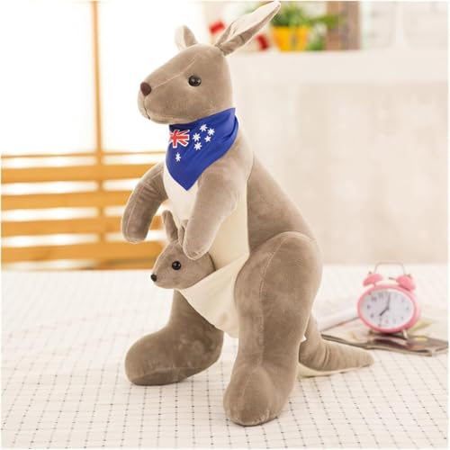 Lempefe Kuscheliges Känguru Mit Babyplüsch, Weiches Stofftier for Kinder, Ideal for Kleinkinder, Kinderspielbereiche, Kinderzimmerdeko(LightGray,32cm/12.5in) von Lempefe