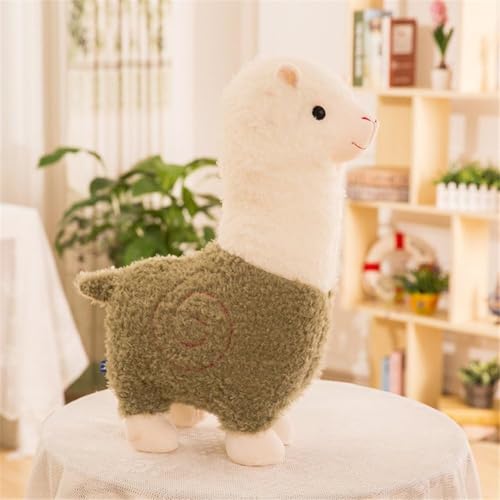Lempefe Niedlich Alpaka Plüschtier Puppe Schaf Plüsch Kissen Stofftiere (Grün, 45cm) von Lempefe
