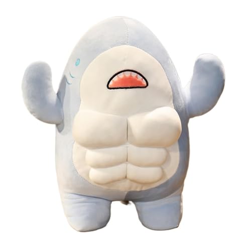 Muskelhai Plüschtier, Starker Kuscheltierhai, Weich und Kuschelig, Perfekt für Kinder, Jugendliche und Erwachsene, (Blue,60cm/23.9in) von Lempefe