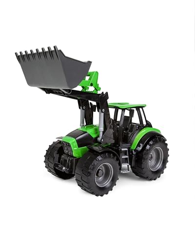 Lena 4613 x Deutz Worxx Traktor Modell Fahr Agrotron 7250 TTV mit Frontlader, ca. 45 cm, Landwirtschaft Spielfahrzeug für Kinder ab 3 Jahre, robuster Trecker mit funktionstüchtiger Ladeschaufel, Grün von Lena