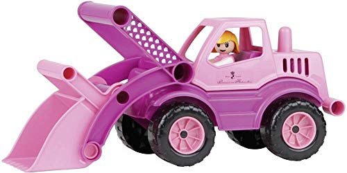 LENA 4103 Prinzessin von Hohenzollern Radlader, Baustellenfahrzeug ca. 33 cm, Radlader mit funktionaler Schaufel und Figur, für Mädchen ab 2 Jahren, Spielzeug in Rosa von Lena