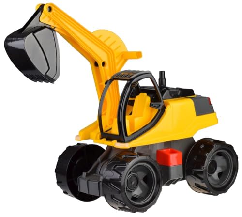 LENA - Riesenbagger Giga Trucks ca. 80 cm, 360° drehbar, XXL Baufahrzeuge, hohe Tragfähigkeit, für Kinder ab 3 Jahren, 2141, Mehrfarbig von Lena