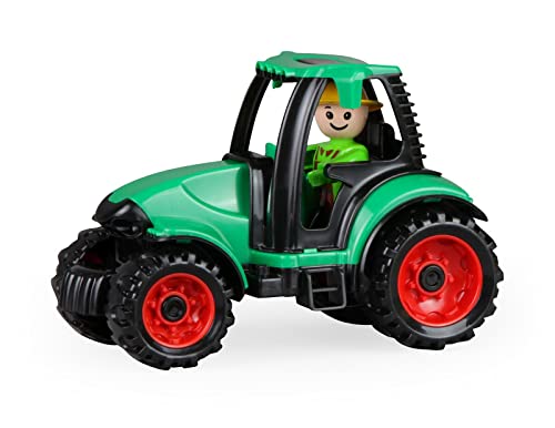 Lena 01624 - Truckies Traktor, stabiles Kinderfahrzeug ca. 17 cm lang, kleines Landwirtschaft Spielfahrzeug Trecker für Kinder ab 2 Jahre, robustes Fahrzeug für Sandkasten, Strand und Kinderzimmer von Lena
